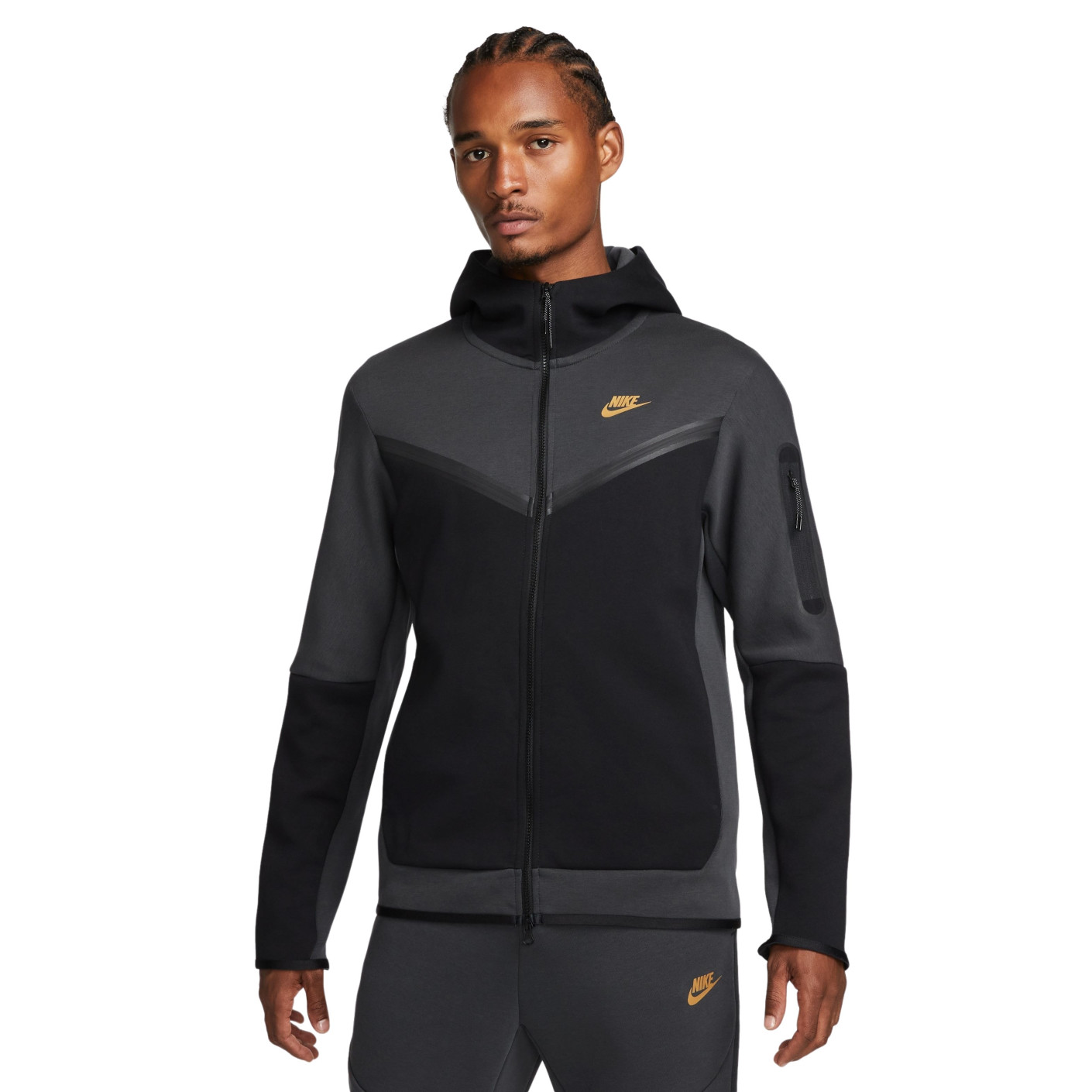 Black and gold nike tracksuit best sale