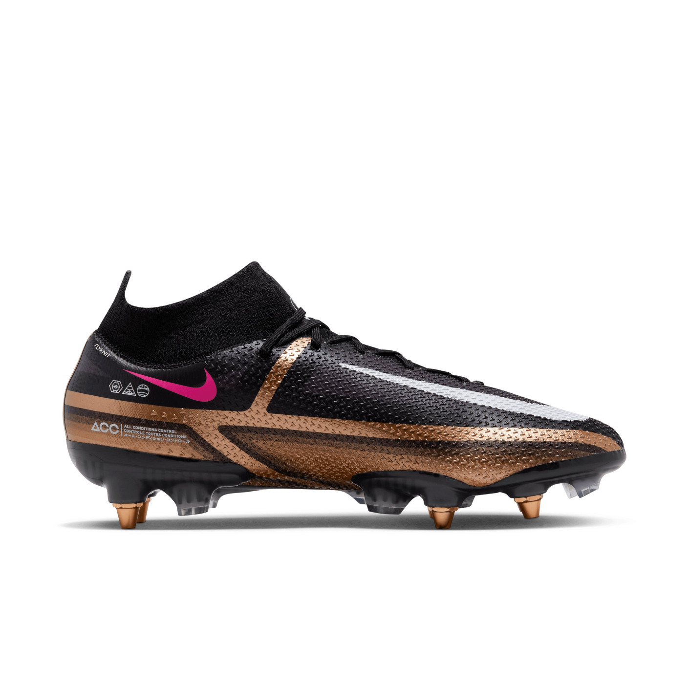 Nike Phantom Elite GT2 Dynamic Fit Iron Stud Football Shoes SG Pro Anti Clog Black Bronze White KNVBshop