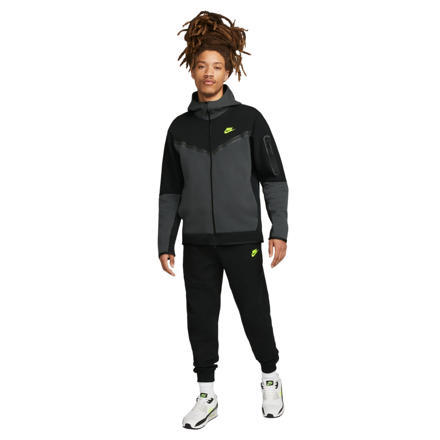 Nike Tech Fleece Tracksuit Black Dark Grey Yellow 