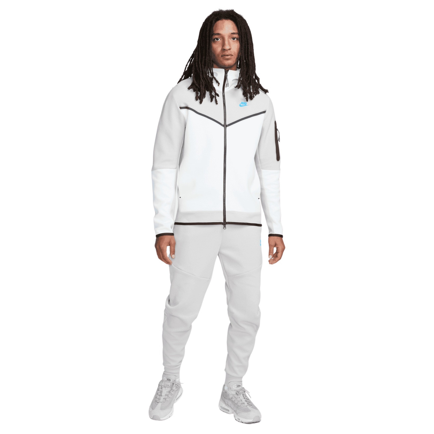 Nike tech fleece grey and white hotsell