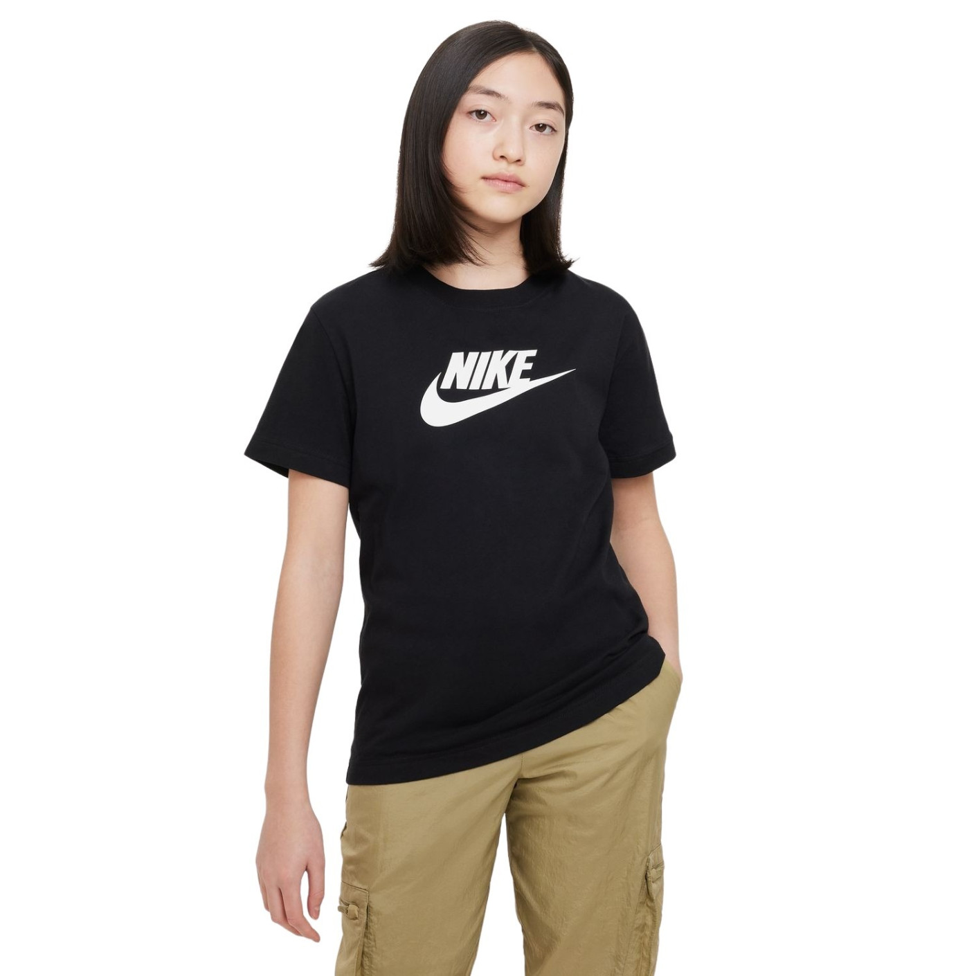als resultaat Grammatica Een zin Nike Logo Sportswear T-Shirt Meisjes Zwart Wit - KNVBshop.nl
