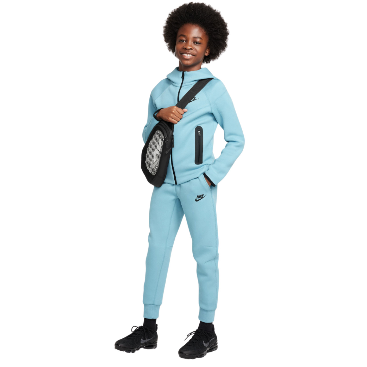 Nike Tech Fleece Sportswear Tracksuit Kids Light Blue Black