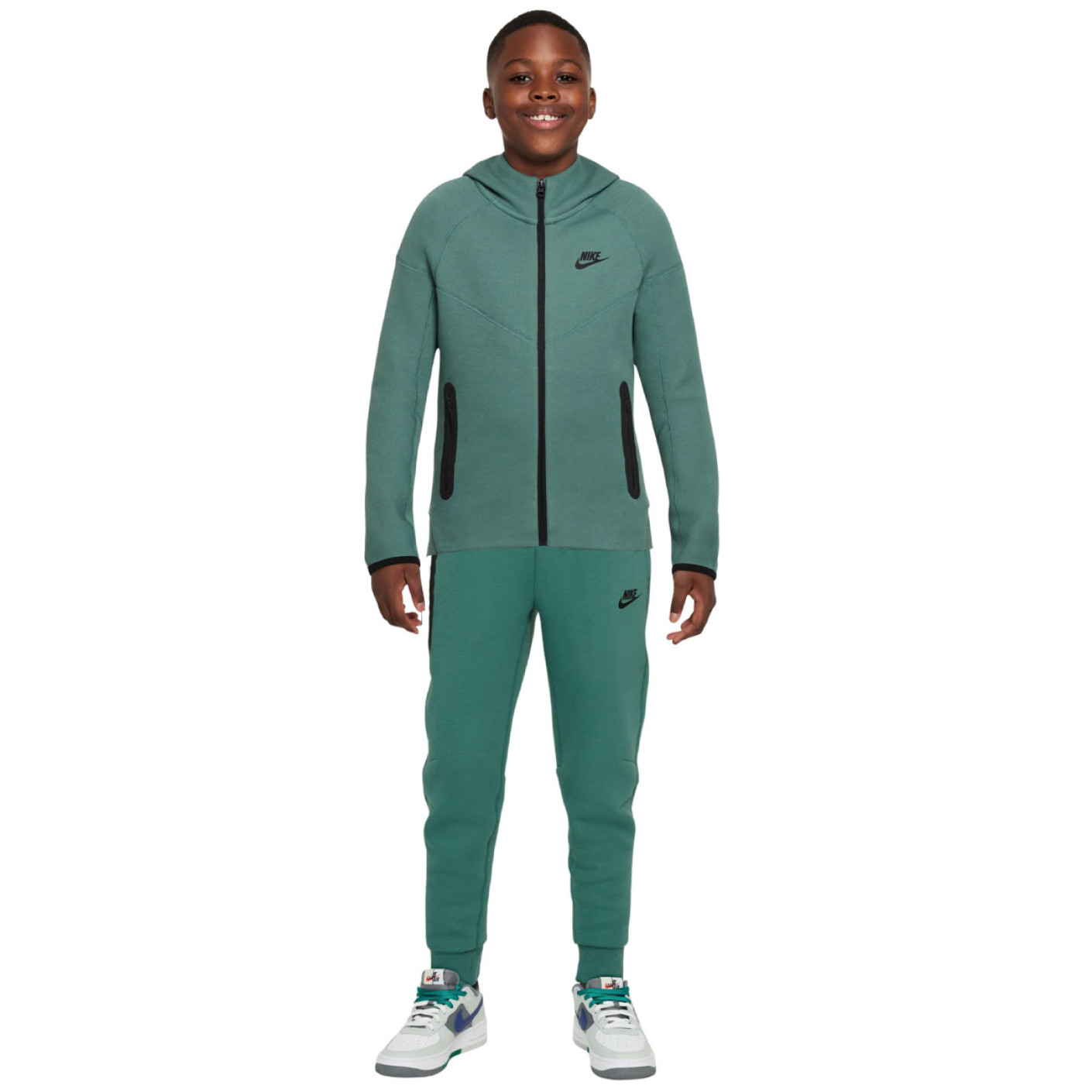 Nike Tech Fleece Sportswear Tracksuit Kids Green Black