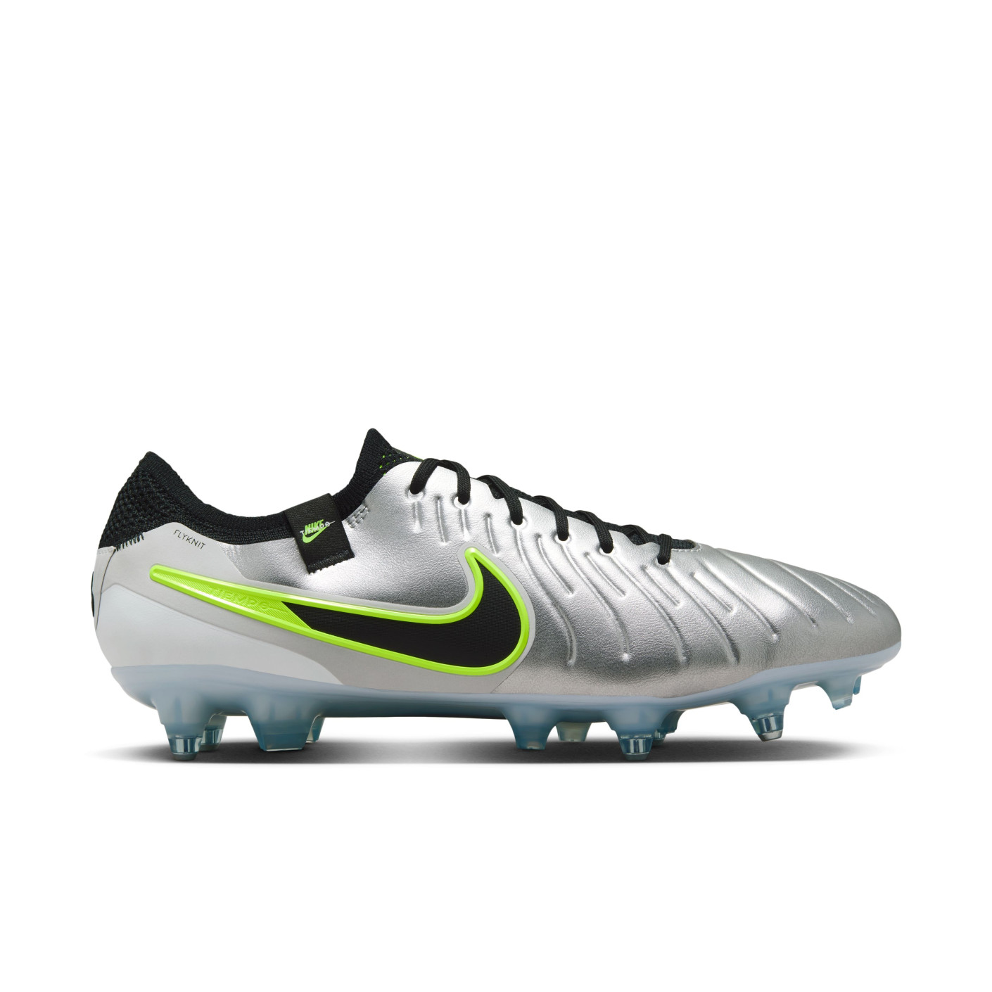 Nike Tiempo Legend 10 Elite Iron Stud Football Shoes (SG) Anti-Clog Silver Black Neon Yellow