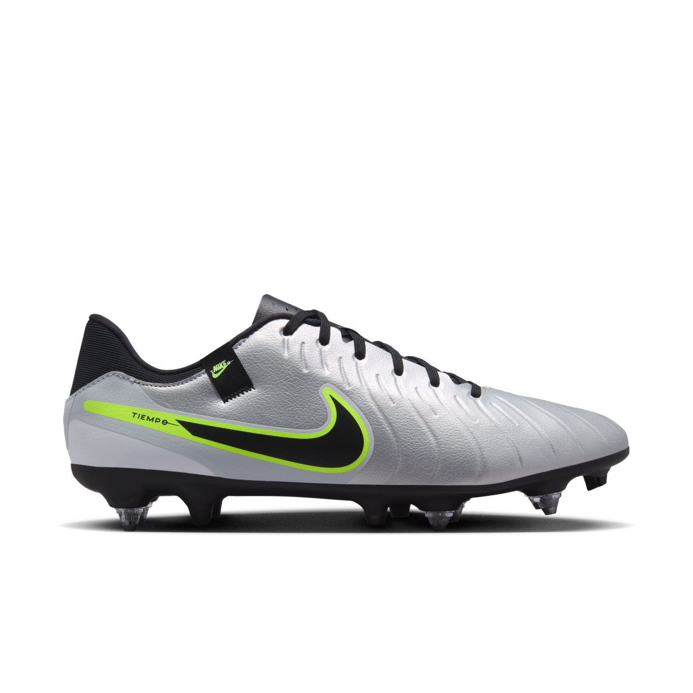 Nike Tiempo Legend 10 Academy Iron-Nop Football Shoes (SG) Anti-Clog Silver Black Neon Yellow