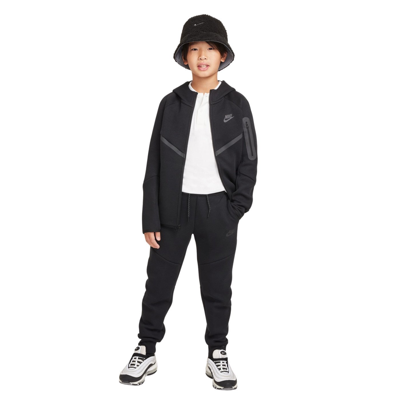 Nike Tech Fleece Sportswear Kids Tracksuit Black Dark Grey