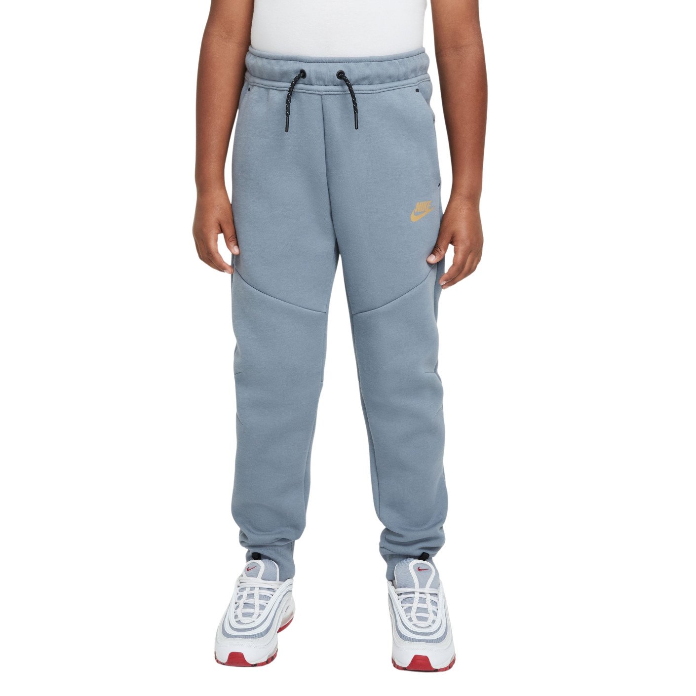 Nike Tech Fleece Joggingbroek Sportswear Kids Grijsblauw Lichtgeel Zwart