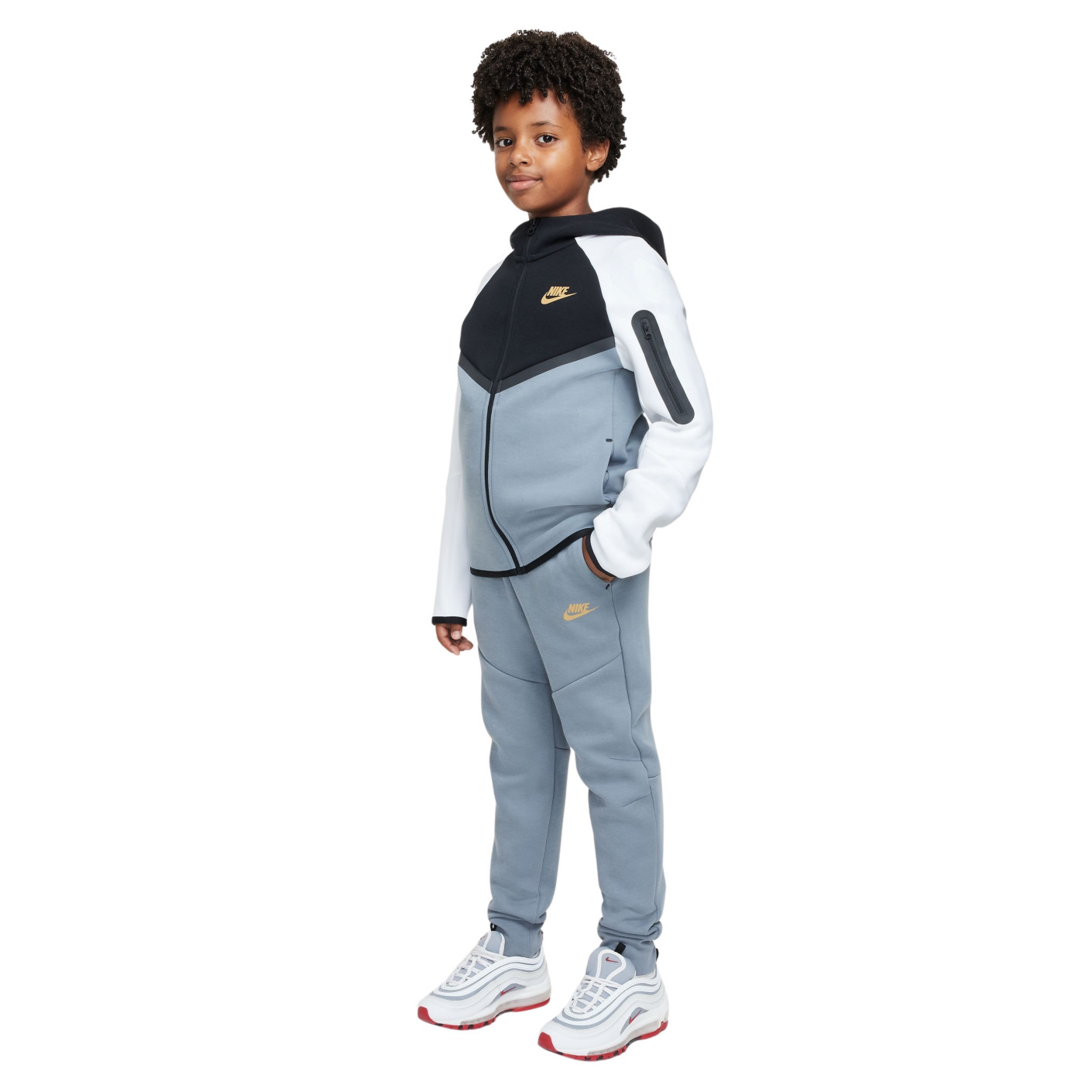 Nike Tech Fleece Tracksuit Sportswear Kids Grey Blue Black White Light Yellow