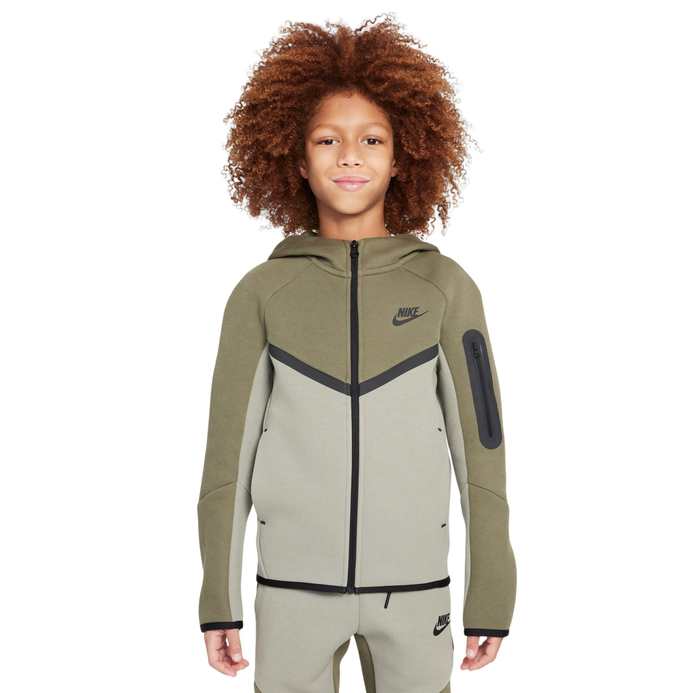 Nike Tech Fleece Vest Sportswear Kids Olijfgroen Grijs Zwart