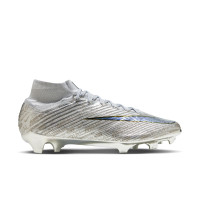 Nike Zoom Mercurial Superfly 9 Elite Grass Football Shoes (FG) Silver Gold Blue