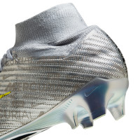 Nike Zoom Mercurial Superfly 9 Elite Grass Football Shoes (FG) Silver Gold Blue