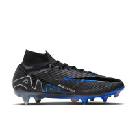 Nike Zoom Mercurial Superfly 9 Elite Iron-Nop Football Shoes (SG) Anti-Clog Black Blue White