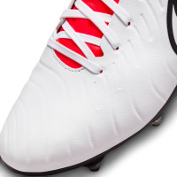 Nike Tiempo Legend Academy 10 Iron-Nop Football Shoes (SG) Anti-Clog White Black Bright Red