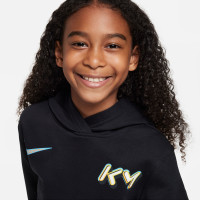 Nike Mbappé Club Fleece Hoodie Kids Black Light Blue Yellow Orange