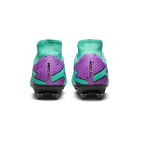 Nike Zoom Mercurial Superfly Academy 9 Iron Nop Football Shoes (SG) Anti-Clog Turquoise Purple Black White