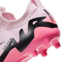 Nike Zoom Mercurial Vapor Academy 15 Laceless Grass/Artificial Grass Football Shoes (MG) Kids Light Pink Black