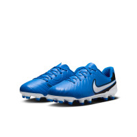 Nike Tiempo Legend Club 10 Gras / Kunstgras Voetbalschoenen (MG) Kids Blauw Wit Zwart