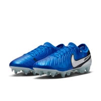 Nike Tiempo Legend Elite 10 IJzeren-Nop Voetbalschoenen (SG) Anti-Clog Blauw Wit Zwart