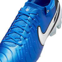 Nike Tiempo Legend Elite 10 IJzeren-Nop Voetbalschoenen (SG) Anti-Clog Blauw Wit Zwart