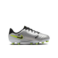 Nike Tiempo Legend 10 Academy Grass/Artificial Grass Football Shoes (MG) Kids Silver Black Neon Yellow