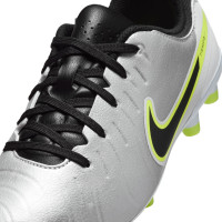 Nike Tiempo Legend 10 Academy Grass/Artificial Grass Football Shoes (MG) Kids Silver Black Neon Yellow