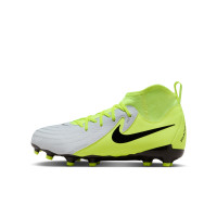 Nike Phantom Luna II Academy Grass/Artificial Grass Football Shoes (MG) Kids Neon Yellow Silver Black