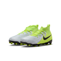 Nike Phantom Luna II Academy Grass/Artificial Grass Football Shoes (MG) Kids Neon Yellow Silver Black