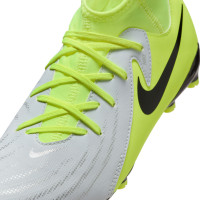 Nike Phantom Luna II Academy Gras / Kunstgras Voetbalschoenen (MG) Kids Neongeel Zilver Zwart