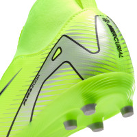 Nike Zoom Mercurial Superfly 10 Academy Grass/Artificial Grass Football Shoes (MG) Kids Neon Yellow Black Silver