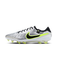 Nike Tiempo Legend 10 Elite Gras Voetbalschoenen (FG) Zilver Zwart Neongeel