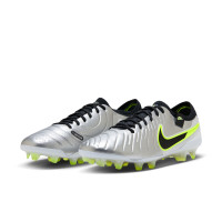 Nike Tiempo Legend 10 Elite Gras Football Shoes (FG) Silver Black Neon Yellow