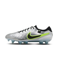 Nike Tiempo Legend 10 Elite Iron Stud Football Shoes (SG) Anti-Clog Silver Black Neon Yellow