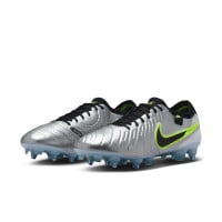 Nike Tiempo Legend 10 Elite Iron Stud Football Shoes (SG) Anti-Clog Silver Black Neon Yellow