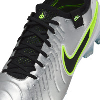 Nike Tiempo Legend 10 Elite Iron Stud Football Shoes (SG) Anti-Clog Silver Black Neon Yellow