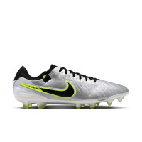 Nike Tiempo Legend 10 Pro Gras Voetbalschoenen (FG) Zilver Zwart Neongeel