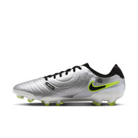 Nike Tiempo Legend 10 Pro Gras Voetbalschoenen (FG) Zilver Zwart Neongeel