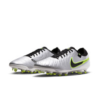 Nike Tiempo Legend 10 Pro Gras Football Shoes (FG) Silver Black Neon Yellow