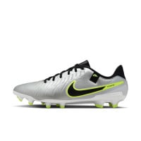 Nike Tiempo Legend 10 Academy Grass/Artificial Grass Football Shoes (MG) Silver Black Neon Yellow