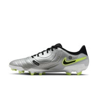 Nike Tiempo Legend 10 Academy Grass/Artificial Grass Football Shoes (MG) Silver Black Neon Yellow