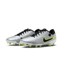 Nike Tiempo Legend 10 Academy Grass/Artificial Grass Football Shoes (MG) Silver Black Neon Yellow