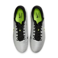 Nike Tiempo Legend 10 Academy Grass/Artificial Grass Football Shoes (MG) Silver Black Neon Yellow