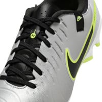 Nike Tiempo Legend 10 Academy Grass/Artificial Grass Football Shoes (MG) Silver Black Neon Yellow