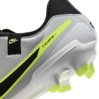 Nike Tiempo Legend 10 Academy Grass/Artificial Grass Football Shoes (MG) Silver Black Neon Yellow