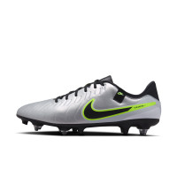 Nike Tiempo Legend 10 Academy Iron-Nop Football Shoes (SG) Anti-Clog Silver Black Neon Yellow