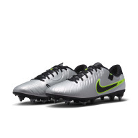 Nike Tiempo Legend 10 Academy Iron-Nop Football Shoes (SG) Anti-Clog Silver Black Neon Yellow