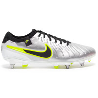 Nike Tiempo Legend 10 Elite Iron Stud Football Shoes (SG) Pro Player Silver Black Neon Yellow