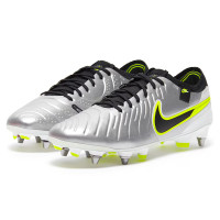 Nike Tiempo Legend 10 Elite Iron Stud Football Shoes (SG) Pro Player Silver Black Neon Yellow