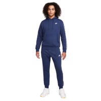 Nike Club Fleece Hooded Tracksuit Dark Blue White