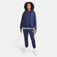 Nike Club Fleece Hooded Tracksuit Dark Blue White