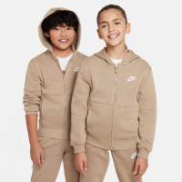 Nike Sportswear Club Fleece Trainingspak Hooded Full-Zip Kids Lichtbruin Wit